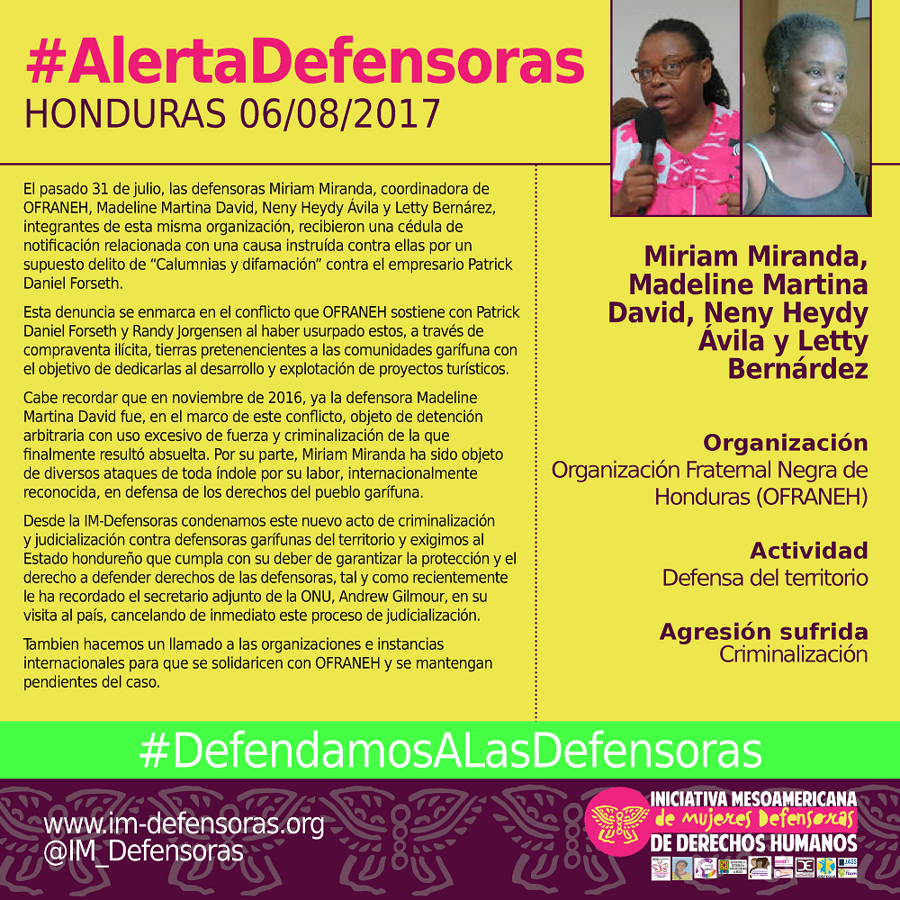 alerta IM defensoras Mirian