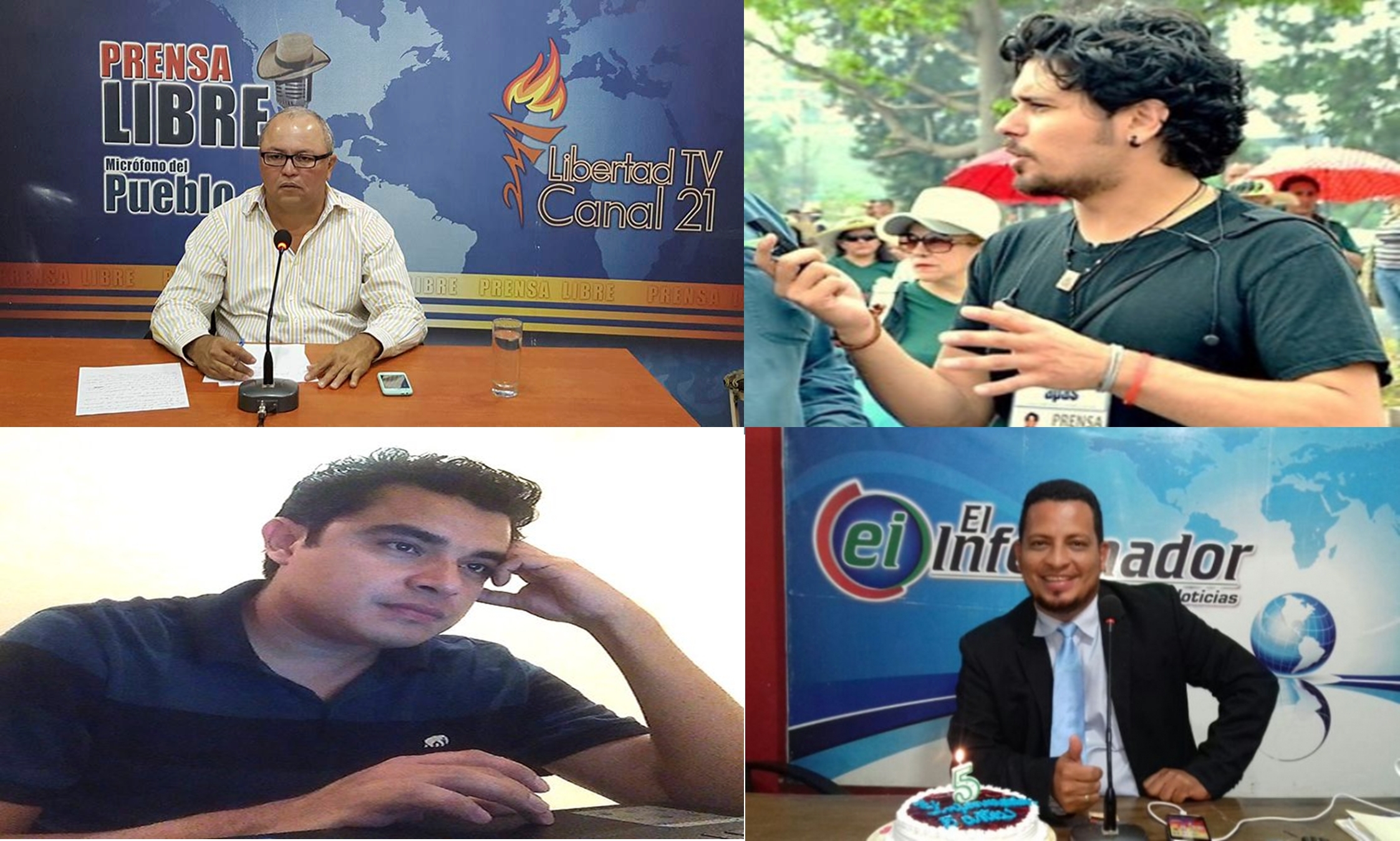Fotos arriba: de izquierda a derecha: Los periodistas Ariel D´Vicente y Ricardo Ellner . Fotos de abajo de Derecha a izquierda: Jairo López y Gerardo Torres.
