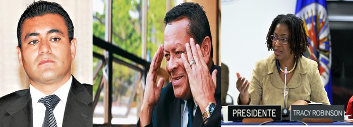 A la izquierda el Procurador General; al centro Julio Ernesto Alvarado y la Presidenta de la CIDH