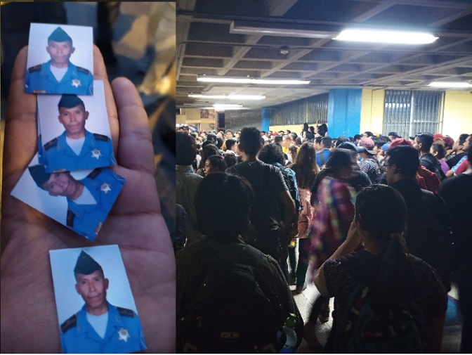 A la izquierda se observa la foto del agente que se dedicó a tomar videos y fotos a los estudiantes, pero fue descubierto.