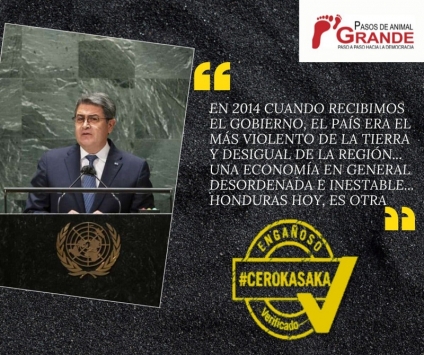 Juan Orlando Hernández usó ante la ONU frase engañosa sobre la violencia en Honduras.