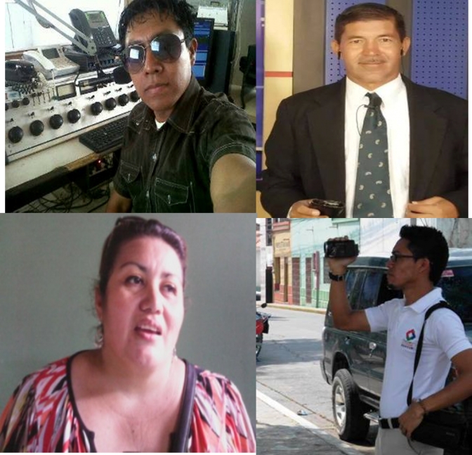 Periodistas: Oscar Corea, Gilberto Gálvez, Sandra Pérez y René Torres